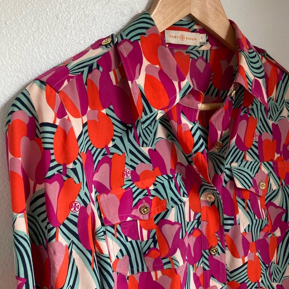 Tory Burch Logo Button Down Top 4 - Picture 4 of 6